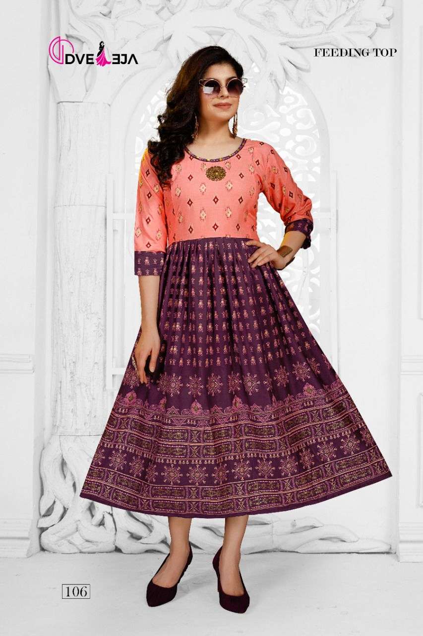 HAZEL BY DVEEJA 101 TO 108 SERIES DESIGNER STYLISH FANCY COLORFUL BEAUTIFUL PARTY WEAR & ETHNIC WEAR COLLECTION HEAVY RAYON KURTIS AT WHOLESALE PRICE