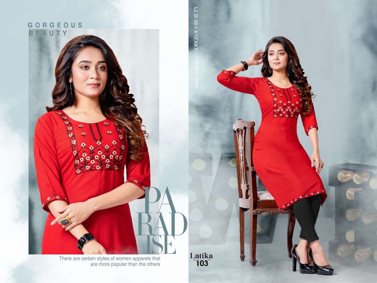 LATIKA BY KAAMIRI 101 TO 108 SERIES DESIGNER STYLISH FANCY COLORFUL BEAUTIFUL PARTY WEAR & ETHNIC WEAR COLLECTION RAYON EMBROIDERY KURTIS AT WHOLESALE PRICE