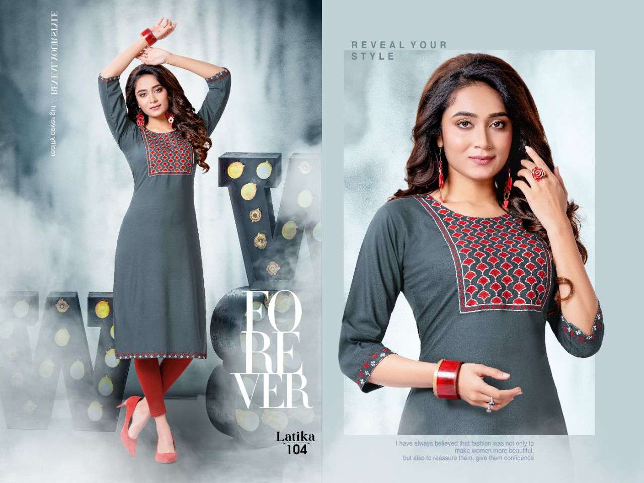 LATIKA BY KAAMIRI 101 TO 108 SERIES DESIGNER STYLISH FANCY COLORFUL BEAUTIFUL PARTY WEAR & ETHNIC WEAR COLLECTION RAYON EMBROIDERY KURTIS AT WHOLESALE PRICE