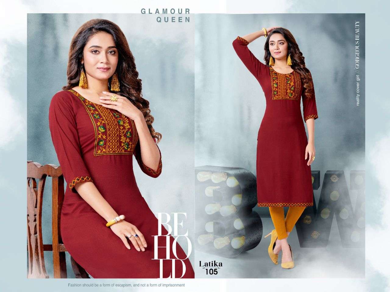 LATIKA BY KAAMIRI 101 TO 108 SERIES DESIGNER STYLISH FANCY COLORFUL BEAUTIFUL PARTY WEAR & ETHNIC WEAR COLLECTION RAYON EMBROIDERY KURTIS AT WHOLESALE PRICE