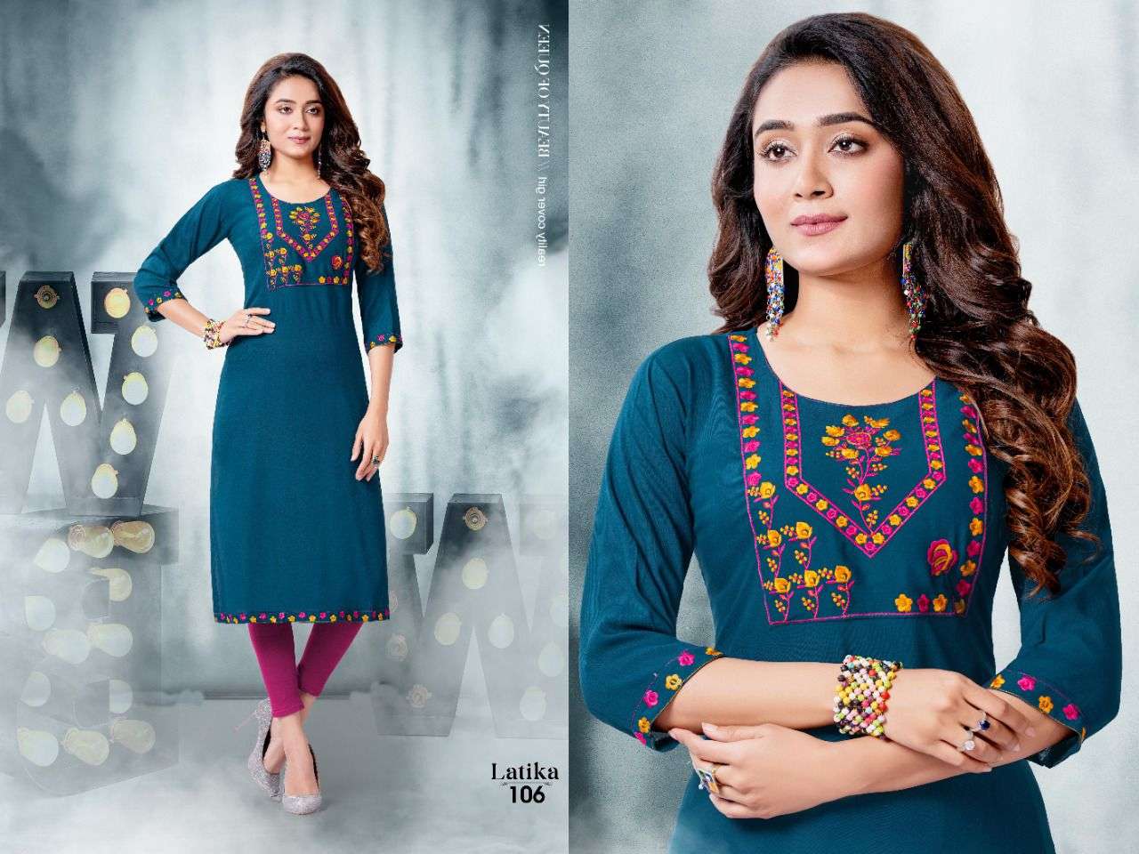 LATIKA BY KAAMIRI 101 TO 108 SERIES DESIGNER STYLISH FANCY COLORFUL BEAUTIFUL PARTY WEAR & ETHNIC WEAR COLLECTION RAYON EMBROIDERY KURTIS AT WHOLESALE PRICE