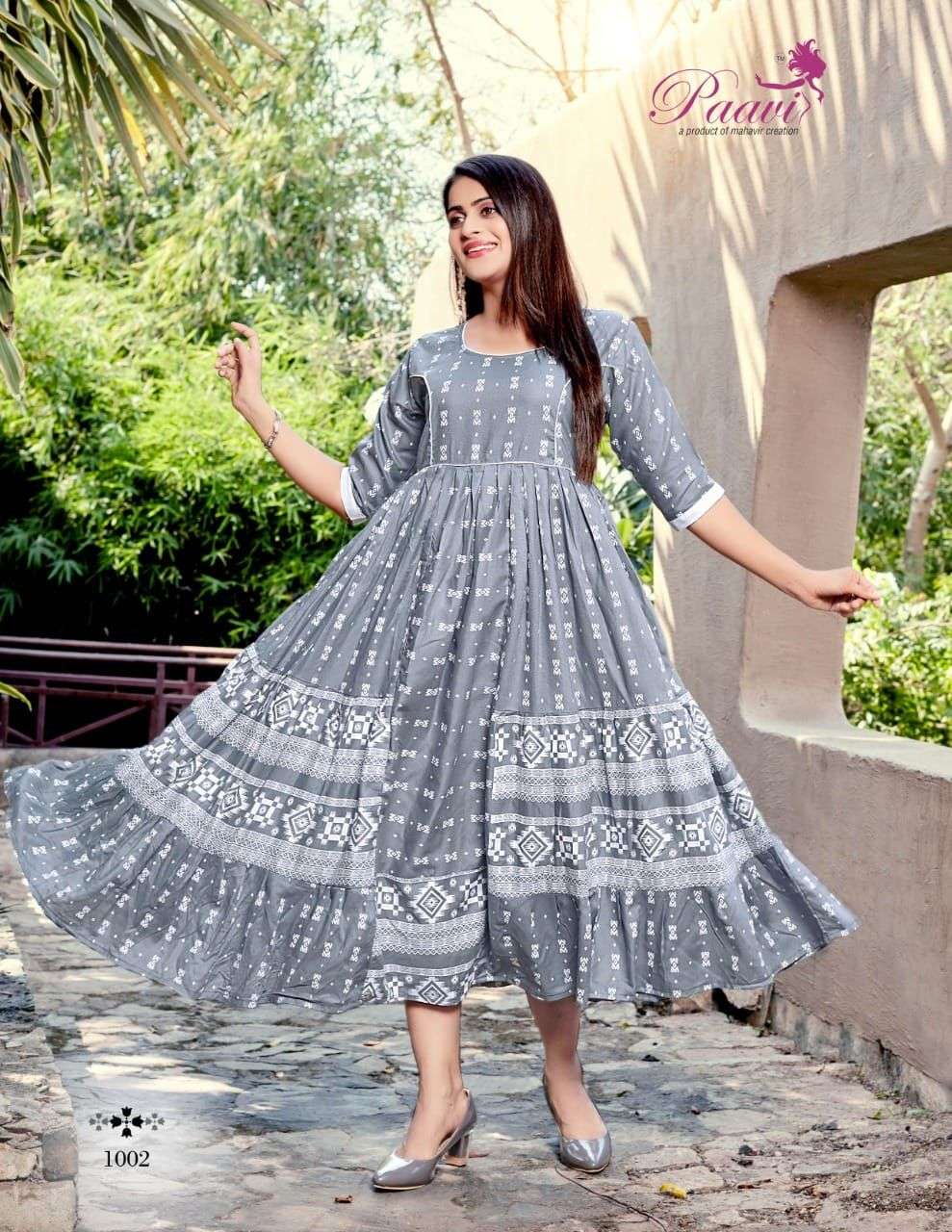 FLERA BY PAAVI 1001 TO 1008 SERIES BEAUTIFUL STYLISH FANCY COLORFUL CASUAL WEAR & ETHNIC WEAR RAYON PRINT GOWNS AT WHOLESALE PRICE