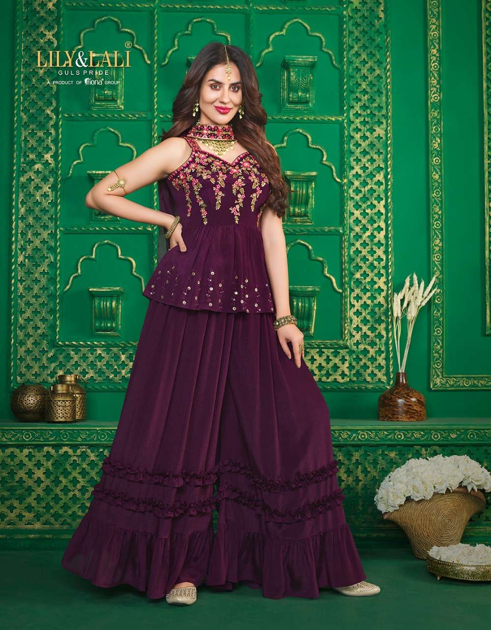 SPAGHETTI BY LILY AND LALI 9001 TO 9006 SERIES BEAUTIFUL SHARARA SUITS COLORFUL STYLISH FANCY CASUAL WEAR & ETHNIC WEAR PURE CHINNON CHIFFON DRESSES AT WHOLESALE PRICE