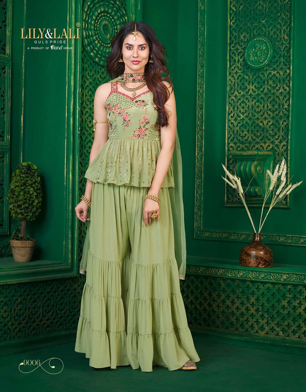 SPAGHETTI BY LILY AND LALI 9001 TO 9006 SERIES BEAUTIFUL SHARARA SUITS COLORFUL STYLISH FANCY CASUAL WEAR & ETHNIC WEAR PURE CHINNON CHIFFON DRESSES AT WHOLESALE PRICE