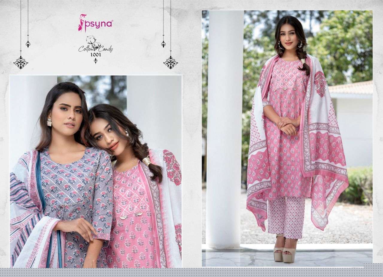 COTTON CANDY BY PSYNA 1001 TO 1008 SERIES BEAUTIFUL SUITS COLORFUL STYLISH FANCY CASUAL WEAR & ETHNIC WEAR CAMBRIC COTTON DRESSES AT WHOLESALE PRICE