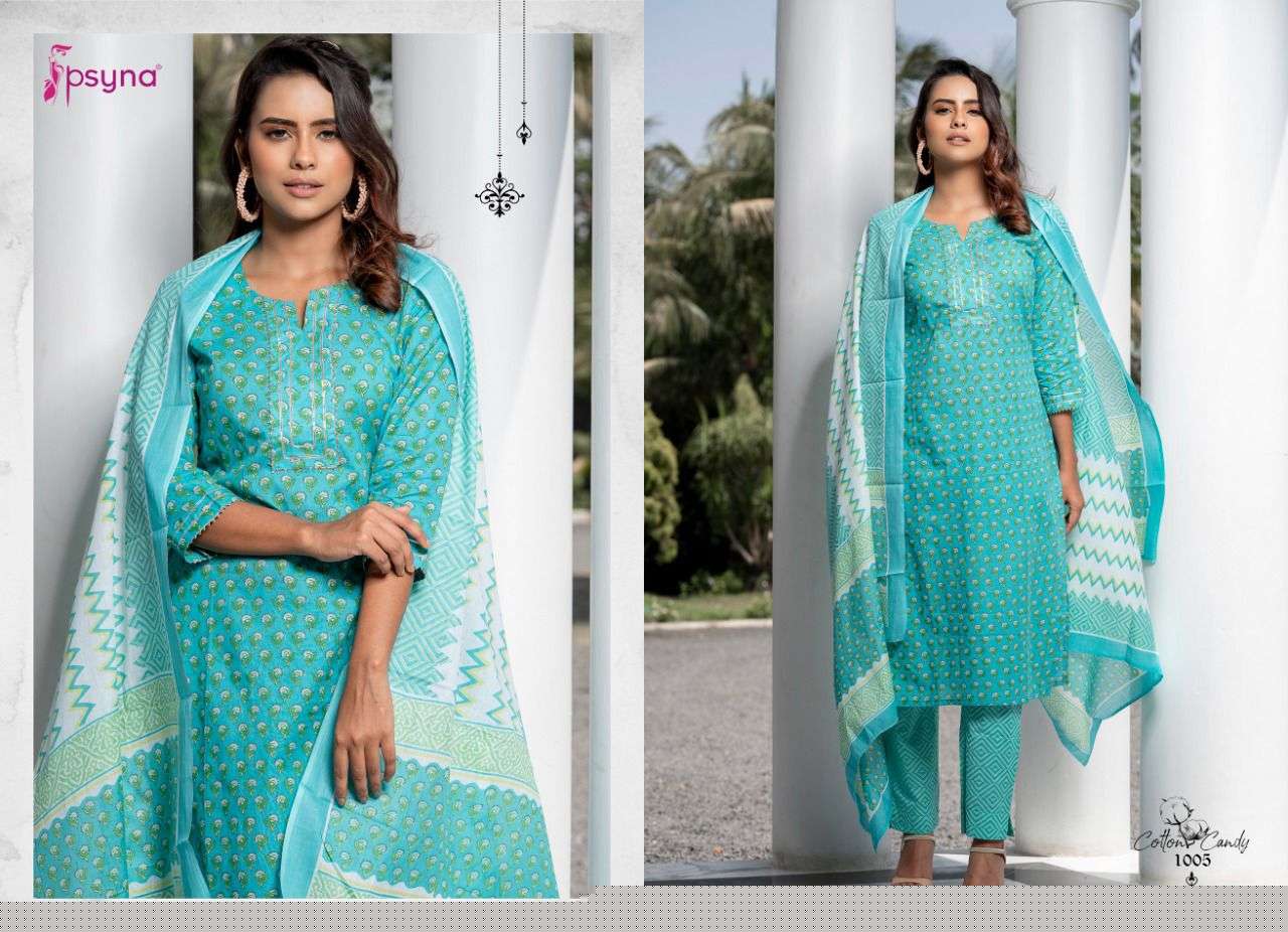 COTTON CANDY BY PSYNA 1001 TO 1008 SERIES BEAUTIFUL SUITS COLORFUL STYLISH FANCY CASUAL WEAR & ETHNIC WEAR CAMBRIC COTTON DRESSES AT WHOLESALE PRICE