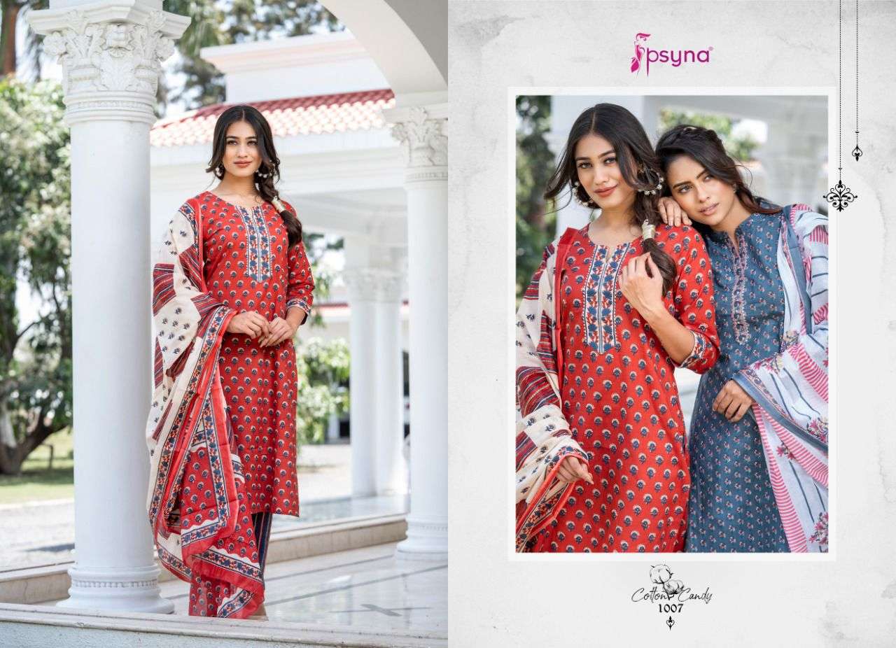 COTTON CANDY BY PSYNA 1001 TO 1008 SERIES BEAUTIFUL SUITS COLORFUL STYLISH FANCY CASUAL WEAR & ETHNIC WEAR CAMBRIC COTTON DRESSES AT WHOLESALE PRICE