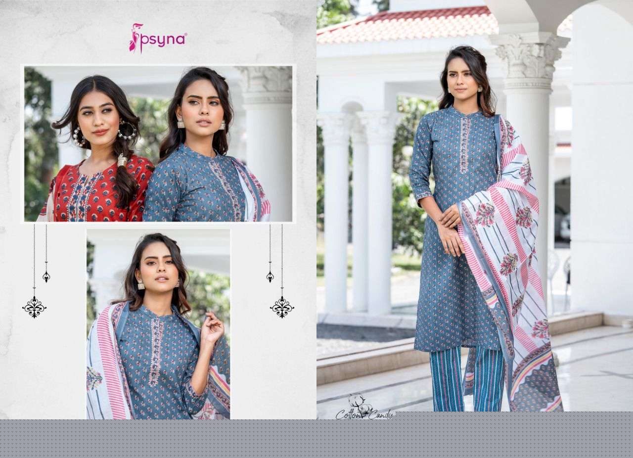 COTTON CANDY BY PSYNA 1001 TO 1008 SERIES BEAUTIFUL SUITS COLORFUL STYLISH FANCY CASUAL WEAR & ETHNIC WEAR CAMBRIC COTTON DRESSES AT WHOLESALE PRICE