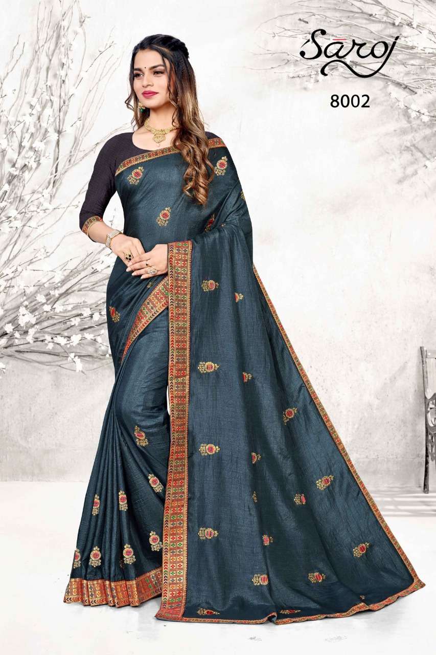 DIYA BY SAROJ 8001 TO 8008 SERIES INDIAN TRADITIONAL WEAR COLLECTION BEAUTIFUL STYLISH FANCY COLORFUL PARTY WEAR & OCCASIONAL WEAR SILK SAREES AT WHOLESALE PRICE