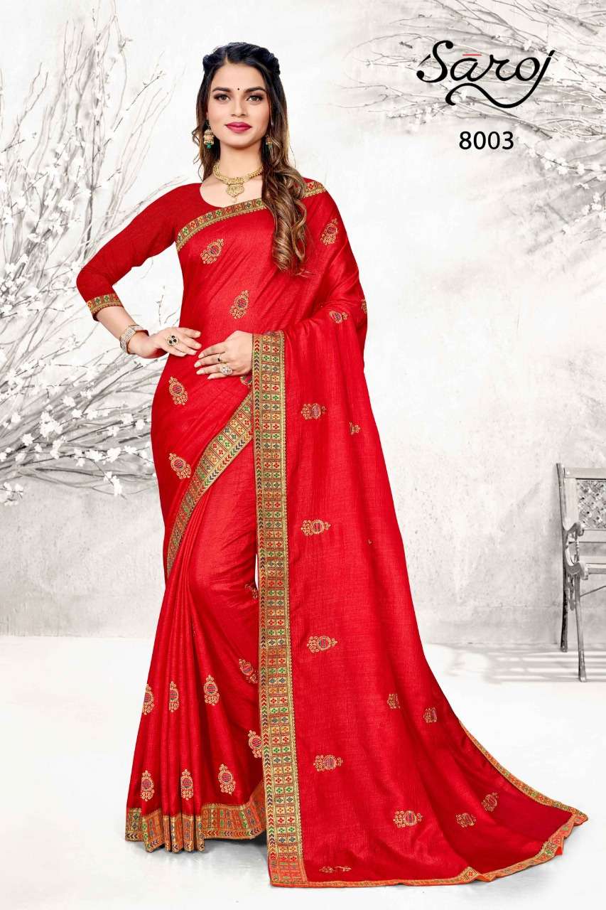 DIYA BY SAROJ 8001 TO 8008 SERIES INDIAN TRADITIONAL WEAR COLLECTION BEAUTIFUL STYLISH FANCY COLORFUL PARTY WEAR & OCCASIONAL WEAR SILK SAREES AT WHOLESALE PRICE