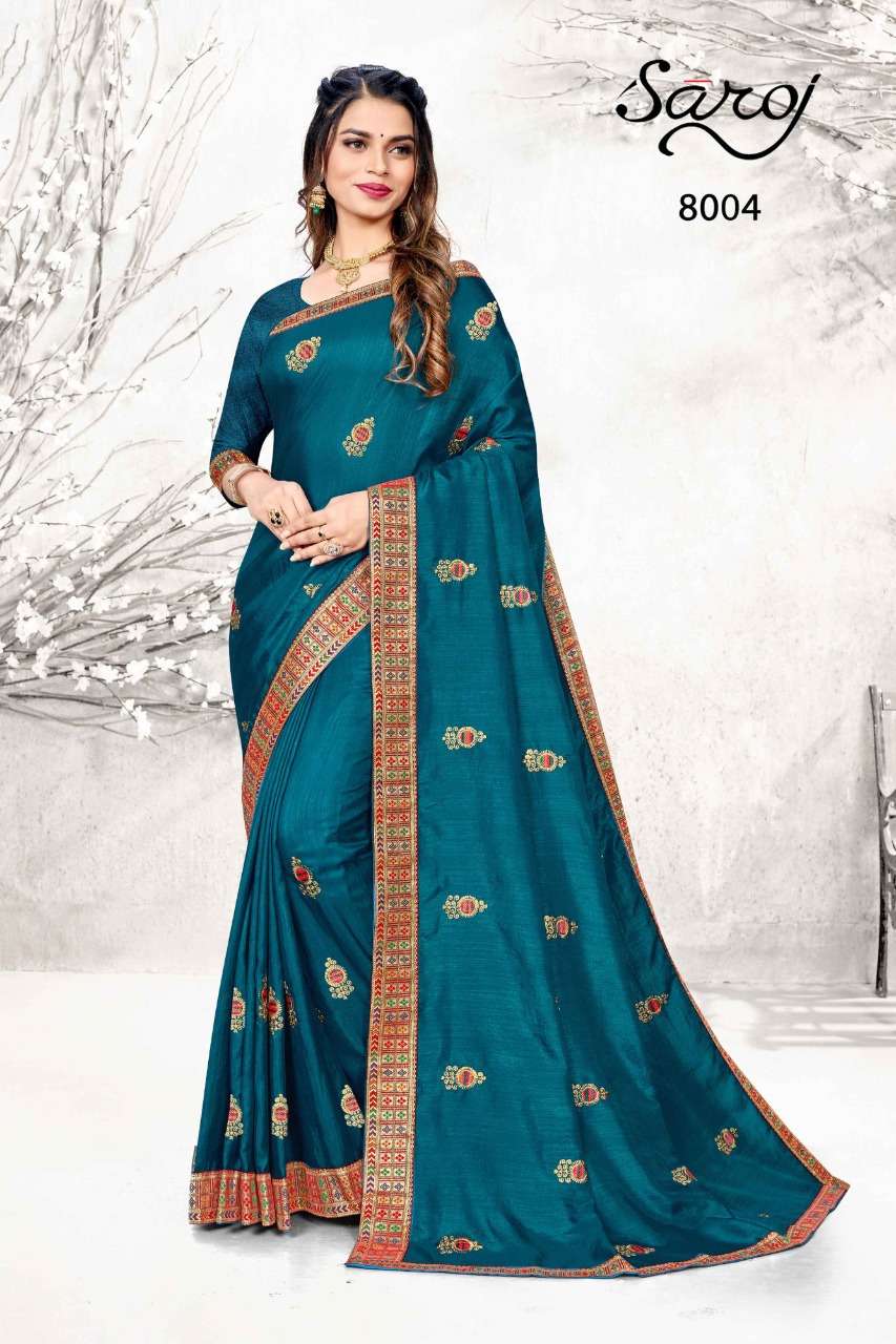DIYA BY SAROJ 8001 TO 8008 SERIES INDIAN TRADITIONAL WEAR COLLECTION BEAUTIFUL STYLISH FANCY COLORFUL PARTY WEAR & OCCASIONAL WEAR SILK SAREES AT WHOLESALE PRICE