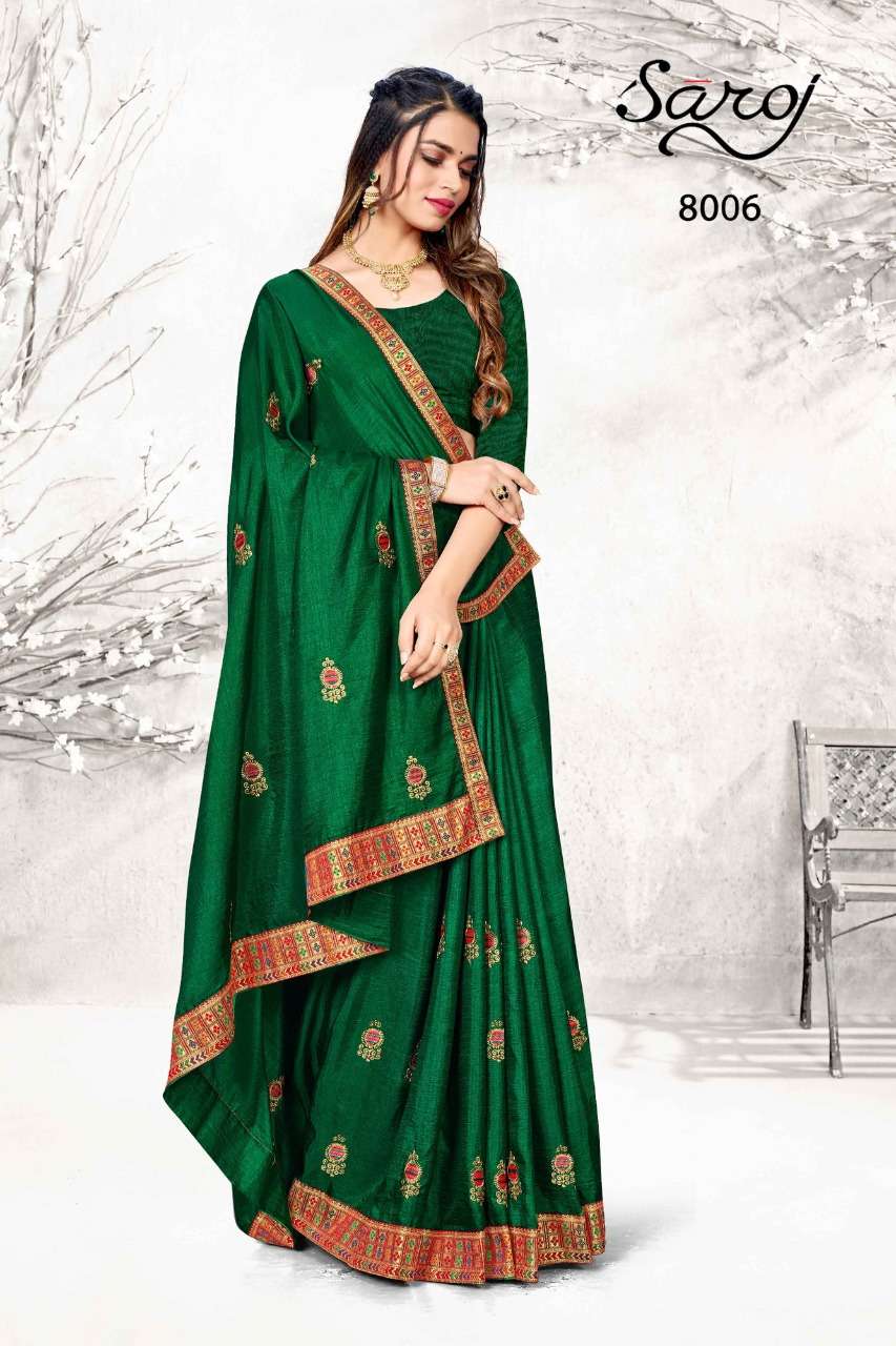 DIYA BY SAROJ 8001 TO 8008 SERIES INDIAN TRADITIONAL WEAR COLLECTION BEAUTIFUL STYLISH FANCY COLORFUL PARTY WEAR & OCCASIONAL WEAR SILK SAREES AT WHOLESALE PRICE