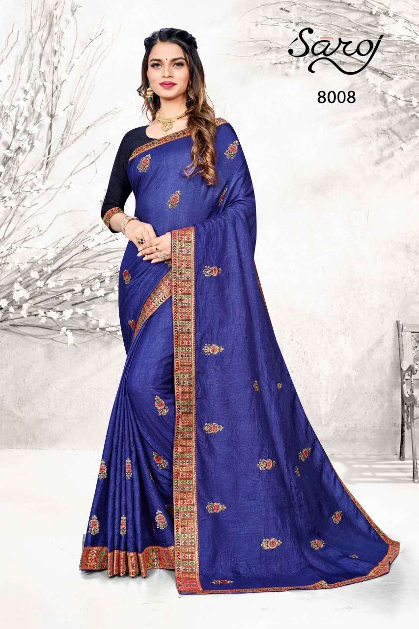 DIYA BY SAROJ 8001 TO 8008 SERIES INDIAN TRADITIONAL WEAR COLLECTION BEAUTIFUL STYLISH FANCY COLORFUL PARTY WEAR & OCCASIONAL WEAR SILK SAREES AT WHOLESALE PRICE