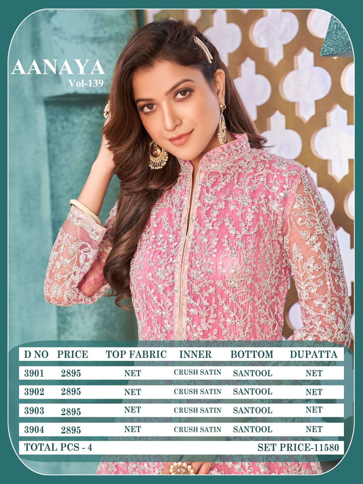 Aanaya Vol-139 By Twisha 3901 To 3904 Series Designer Wedding Collection Beautiful Stylish Fancy Colorful Party Wear & Occasional Wear Net Embroidered Dresses At Wholesale Price
