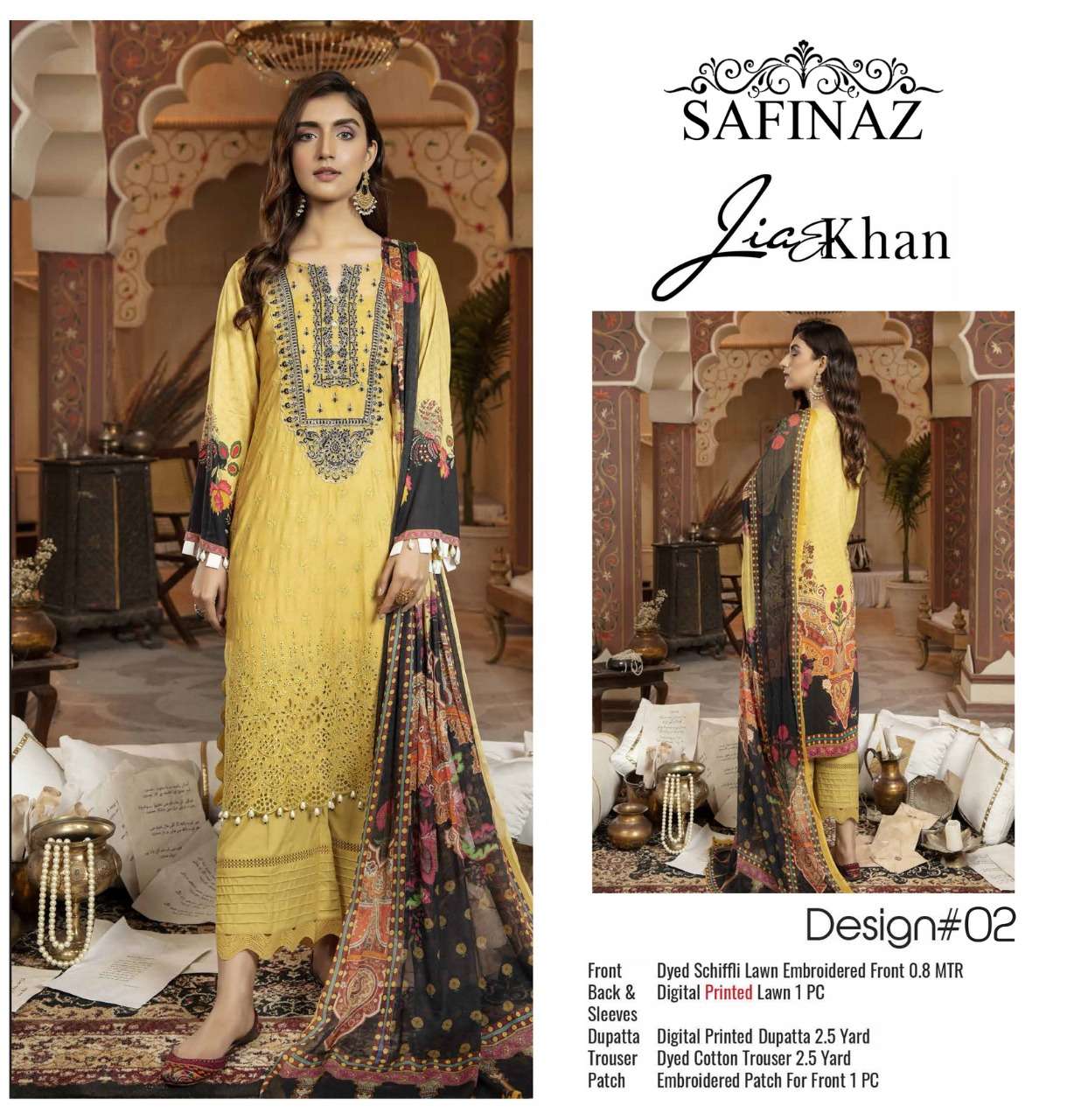 JIA KHAN BY SAFINAZ 01 TO 04 SERIES BEAUTIFUL PAKISTANI SUITS COLORFUL STYLISH FANCY CASUAL WEAR & ETHNIC WEAR LAWN EMBROIDERED DRESSES AT WHOLESALE PRICE