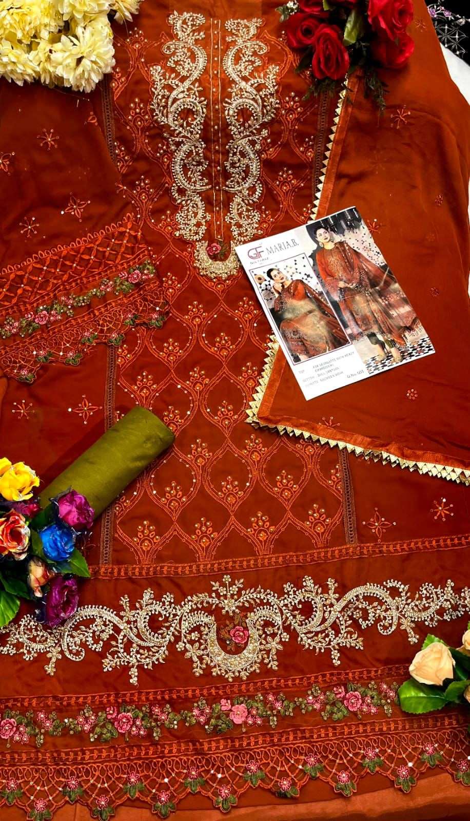 MARIA.B. BY GUL FARAZ 501 TO 502 SERIES DESIGNER PAKISTANI SUITS COLLECTION BEAUTIFUL STYLISH FANCY COLORFUL PARTY WEAR & OCCASIONAL WEAR FAUX GEORGETTE EMBROIDERED DRESSES AT WHOLESALE PRICE