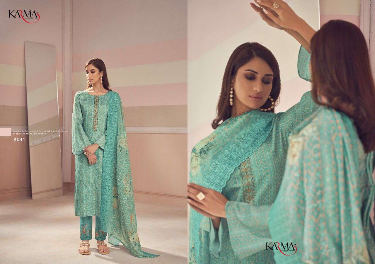 SIMRAN VOL-2 BY KARMA TRENDZ 4041 TO 4047 SERIES BEAUTIFUL SUITS COLORFUL STYLISH FANCY CASUAL WEAR & ETHNIC WEAR PURE JAM COTTON DIGITAL PRINT DRESSES AT WHOLESALE PRICE