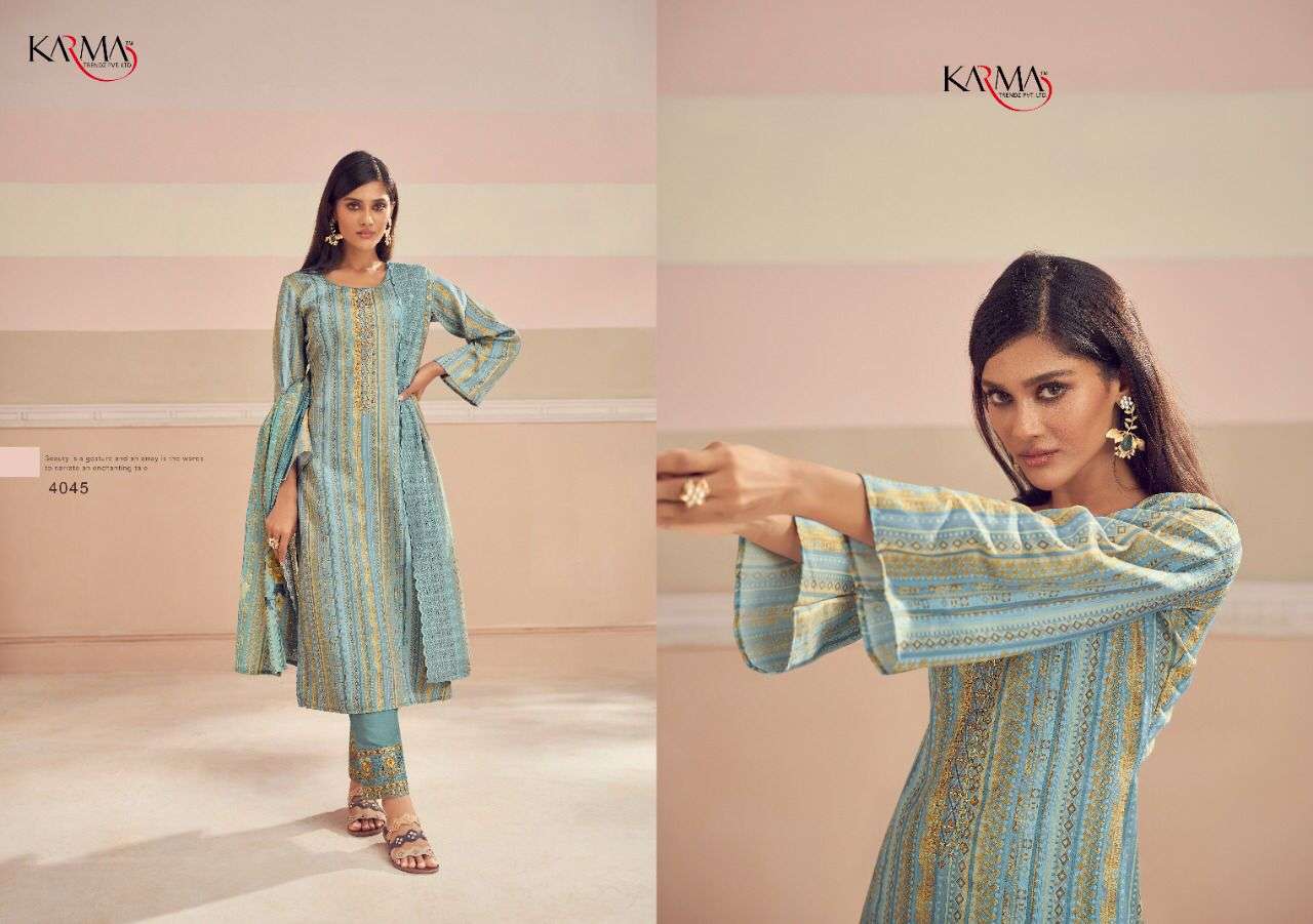 SIMRAN VOL-2 BY KARMA TRENDZ 4041 TO 4047 SERIES BEAUTIFUL SUITS COLORFUL STYLISH FANCY CASUAL WEAR & ETHNIC WEAR PURE JAM COTTON DIGITAL PRINT DRESSES AT WHOLESALE PRICE