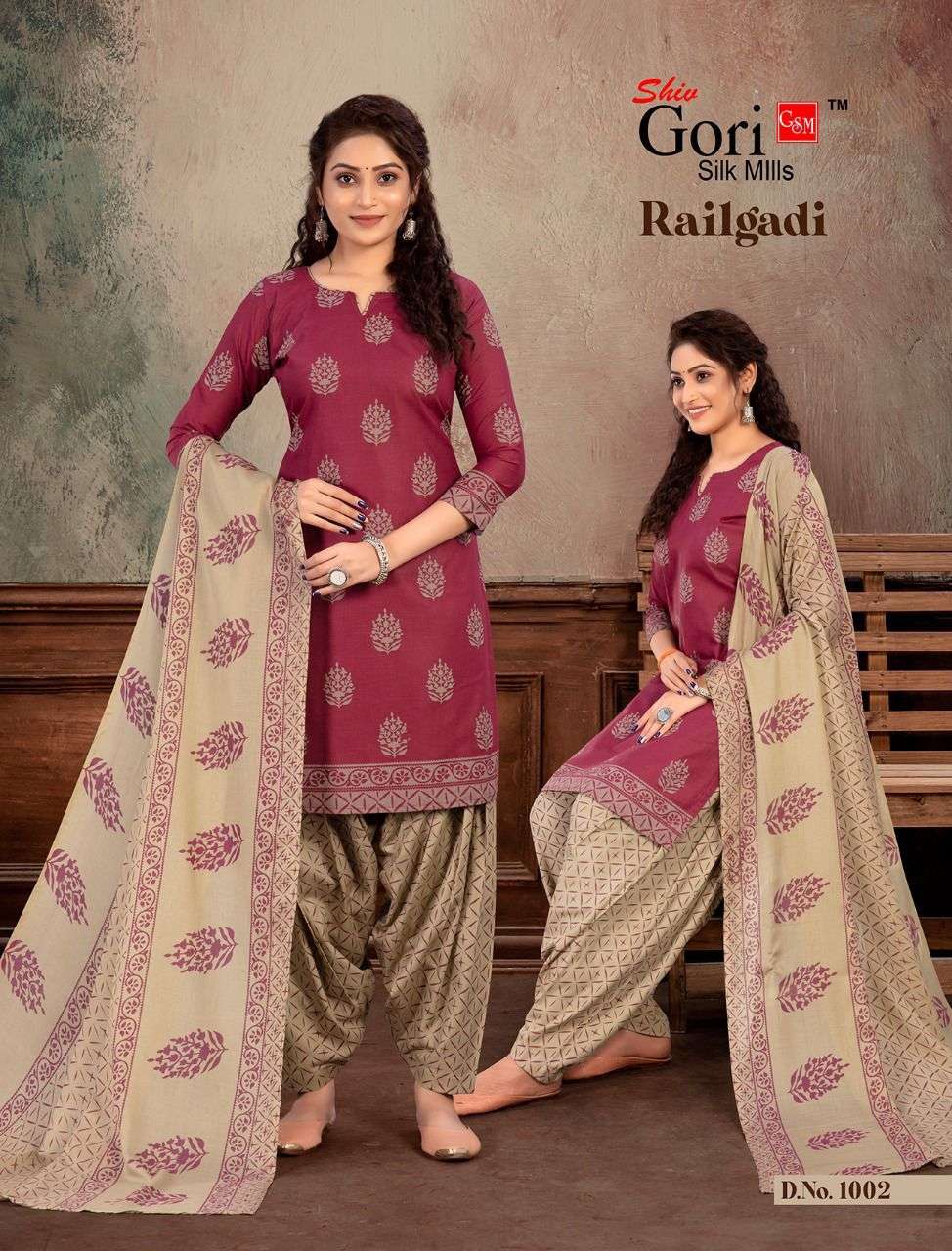 RAILGADI BY SHIV GORI SILK MILLS 1001 TO 1008 SERIES BEAUTIFUL SUITS COLORFUL STYLISH FANCY CASUAL WEAR & ETHNIC WEAR HEAVY COTTON PRINT DRESSES AT WHOLESALE PRICE