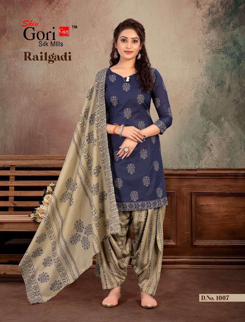 RAILGADI BY SHIV GORI SILK MILLS 1001 TO 1008 SERIES BEAUTIFUL SUITS COLORFUL STYLISH FANCY CASUAL WEAR & ETHNIC WEAR HEAVY COTTON PRINT DRESSES AT WHOLESALE PRICE