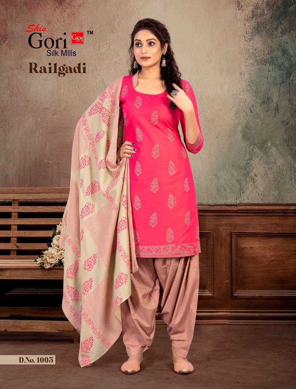 RAILGADI BY SHIV GORI SILK MILLS 1001 TO 1008 SERIES BEAUTIFUL SUITS COLORFUL STYLISH FANCY CASUAL WEAR & ETHNIC WEAR HEAVY COTTON PRINT DRESSES AT WHOLESALE PRICE