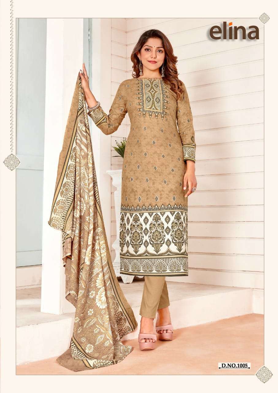ELINA BY SKT SUITS 1001 TO 1008 SERIES BEAUTIFUL STYLISH SUITS FANCY COLORFUL CASUAL WEAR & ETHNIC WEAR & READY TO WEAR PURE COTTON PRINTED DRESSES AT WHOLESALE PRICE