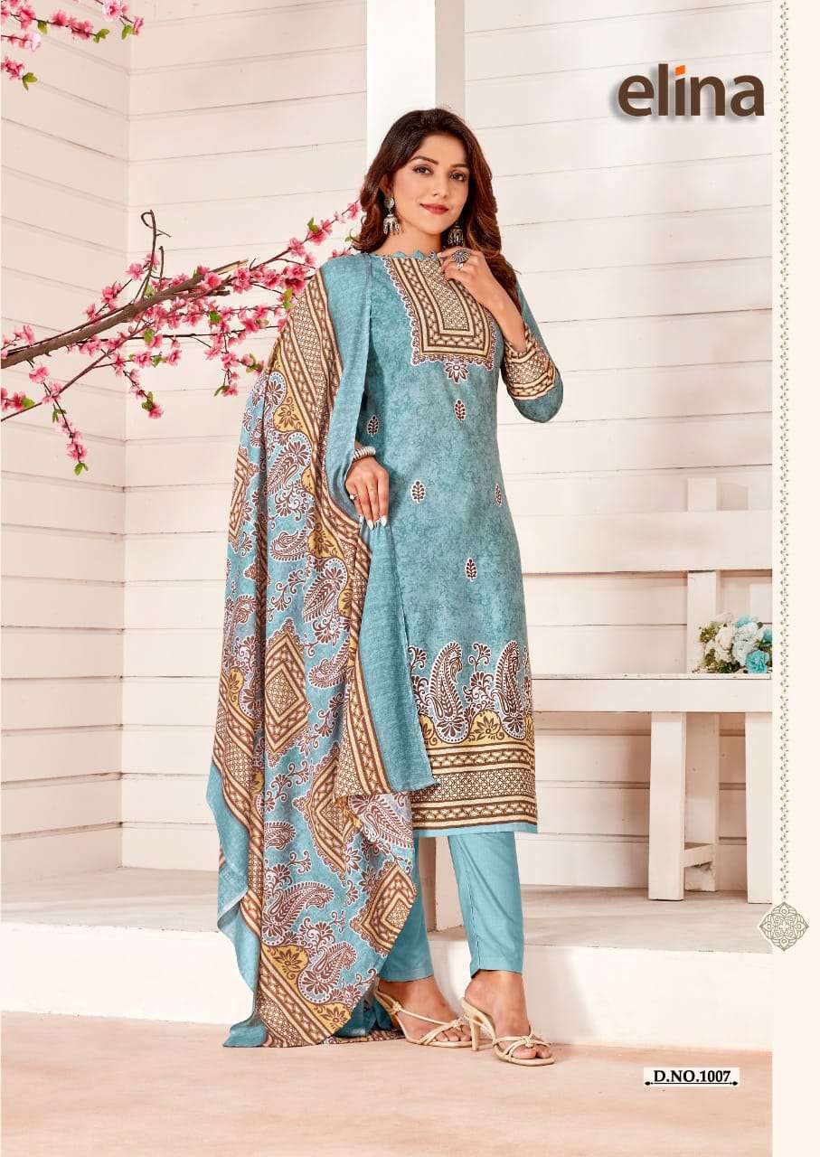 ELINA BY SKT SUITS 1001 TO 1008 SERIES BEAUTIFUL STYLISH SUITS FANCY COLORFUL CASUAL WEAR & ETHNIC WEAR & READY TO WEAR PURE COTTON PRINTED DRESSES AT WHOLESALE PRICE