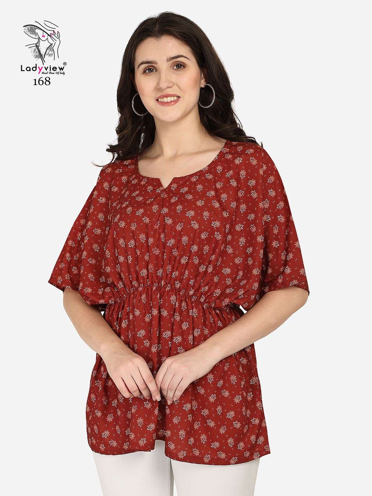 GUZARISH BY LADY VIEW 162 TO 171 SERIES BEAUTIFUL STYLISH FANCY COLORFUL CASUAL WEAR & ETHNIC WEAR HEAVY AMERICAN CREPE TOPS AT WHOLESALE PRICE