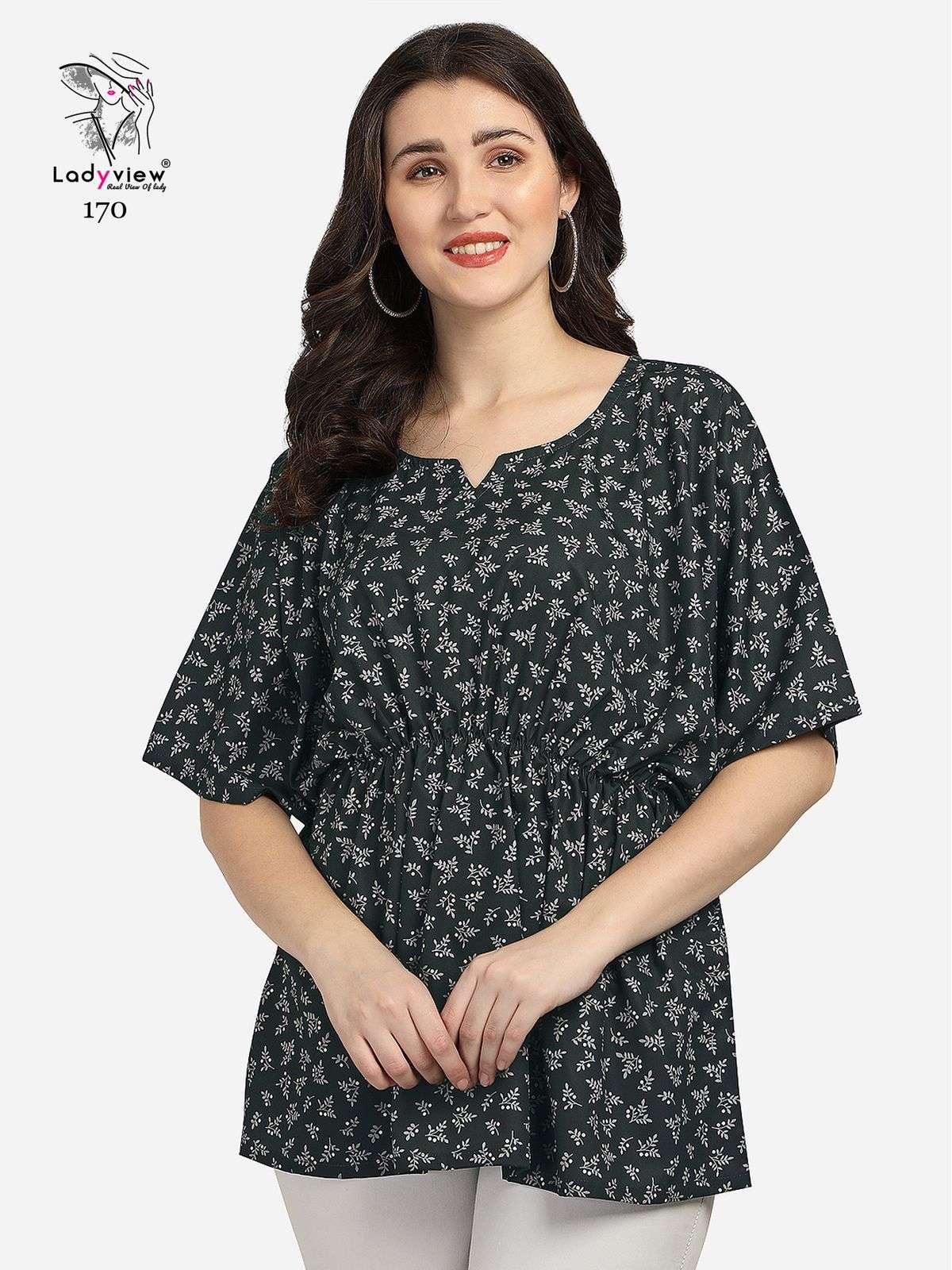 GUZARISH BY LADY VIEW 162 TO 171 SERIES BEAUTIFUL STYLISH FANCY COLORFUL CASUAL WEAR & ETHNIC WEAR HEAVY AMERICAN CREPE TOPS AT WHOLESALE PRICE