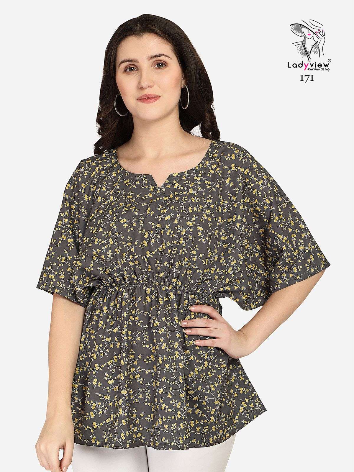 GUZARISH BY LADY VIEW 162 TO 171 SERIES BEAUTIFUL STYLISH FANCY COLORFUL CASUAL WEAR & ETHNIC WEAR HEAVY AMERICAN CREPE TOPS AT WHOLESALE PRICE