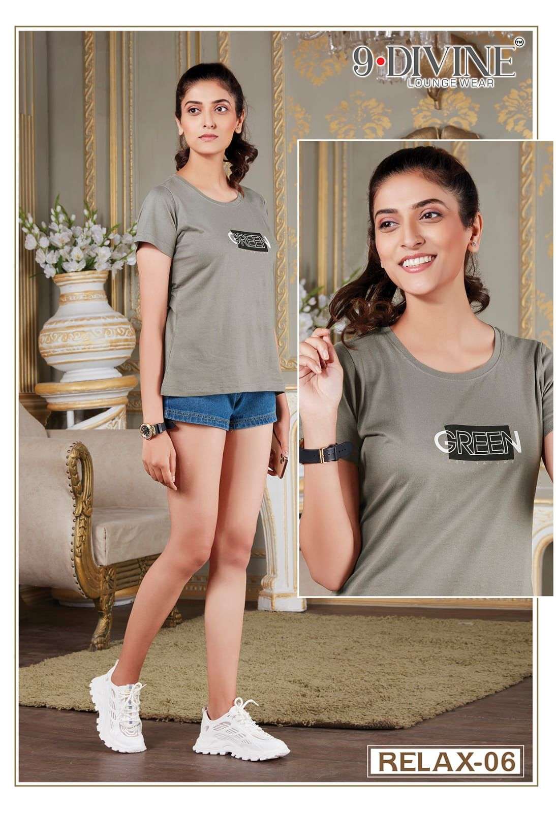 RELAX BY 9 DIVINE 01 TO 09 SERIES BEAUTIFUL STYLISH FANCY COLORFUL CASUAL WEAR & ETHNIC WEAR PURE HOSIERY TOPS AT WHOLESALE PRICE