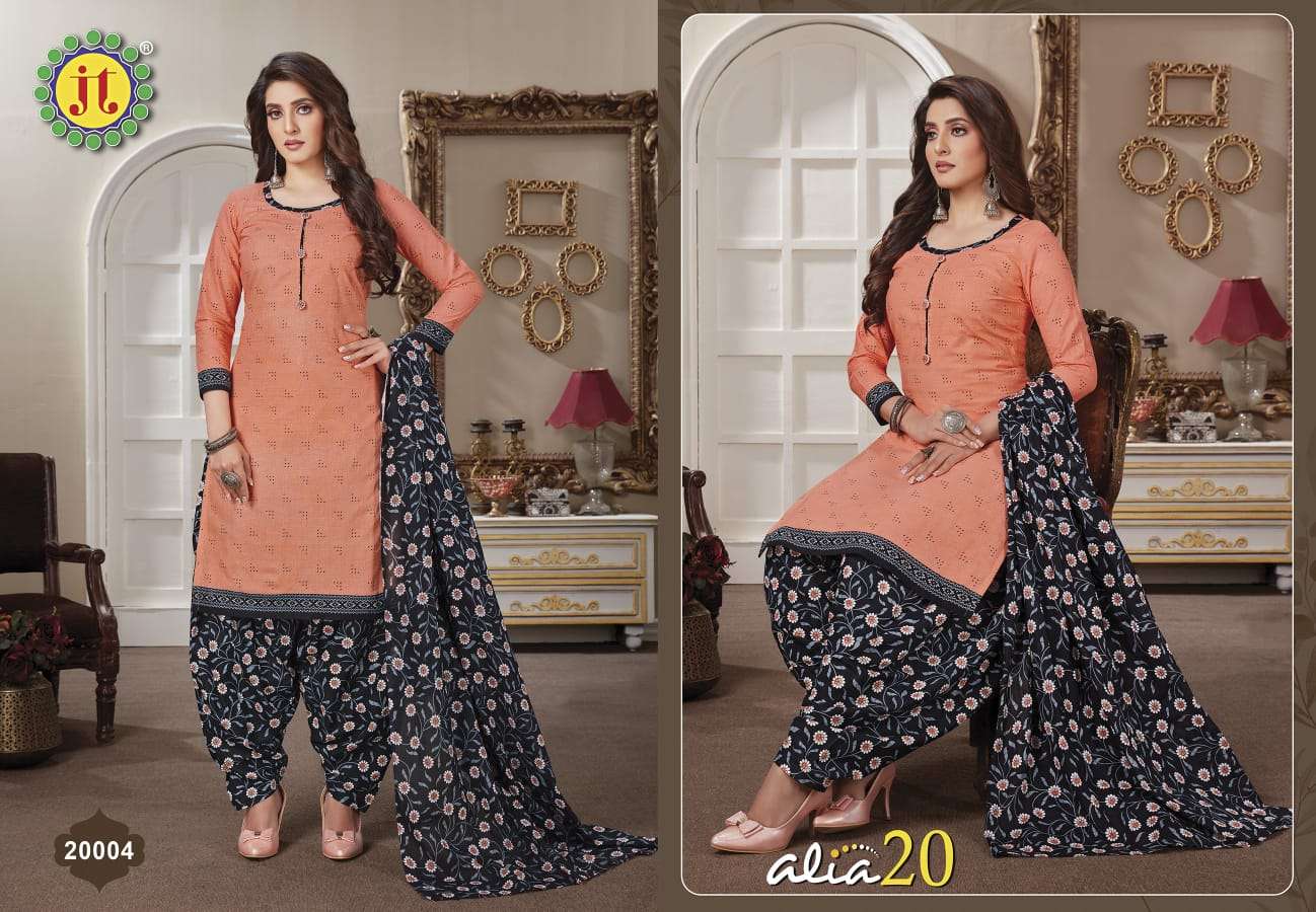 ALIA VOL-20 BY JT 20001 TO 20015 SERIES BEAUTIFUL STYLISH SUITS FANCY COLORFUL CASUAL WEAR & ETHNIC WEAR & READY TO WEAR COTTON PRINTED DRESSES AT WHOLESALE PRICE