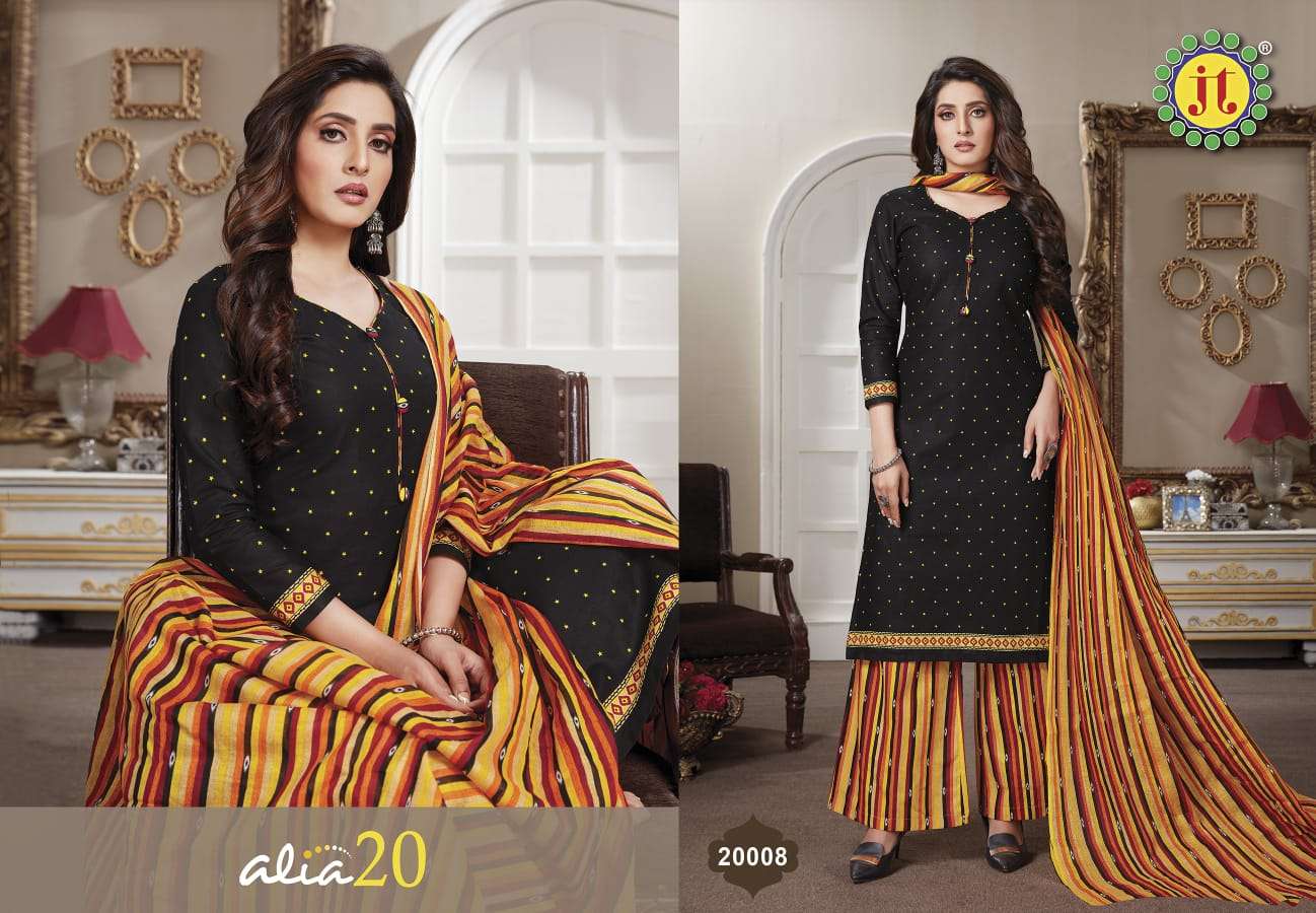 ALIA VOL-20 BY JT 20001 TO 20015 SERIES BEAUTIFUL STYLISH SUITS FANCY COLORFUL CASUAL WEAR & ETHNIC WEAR & READY TO WEAR COTTON PRINTED DRESSES AT WHOLESALE PRICE