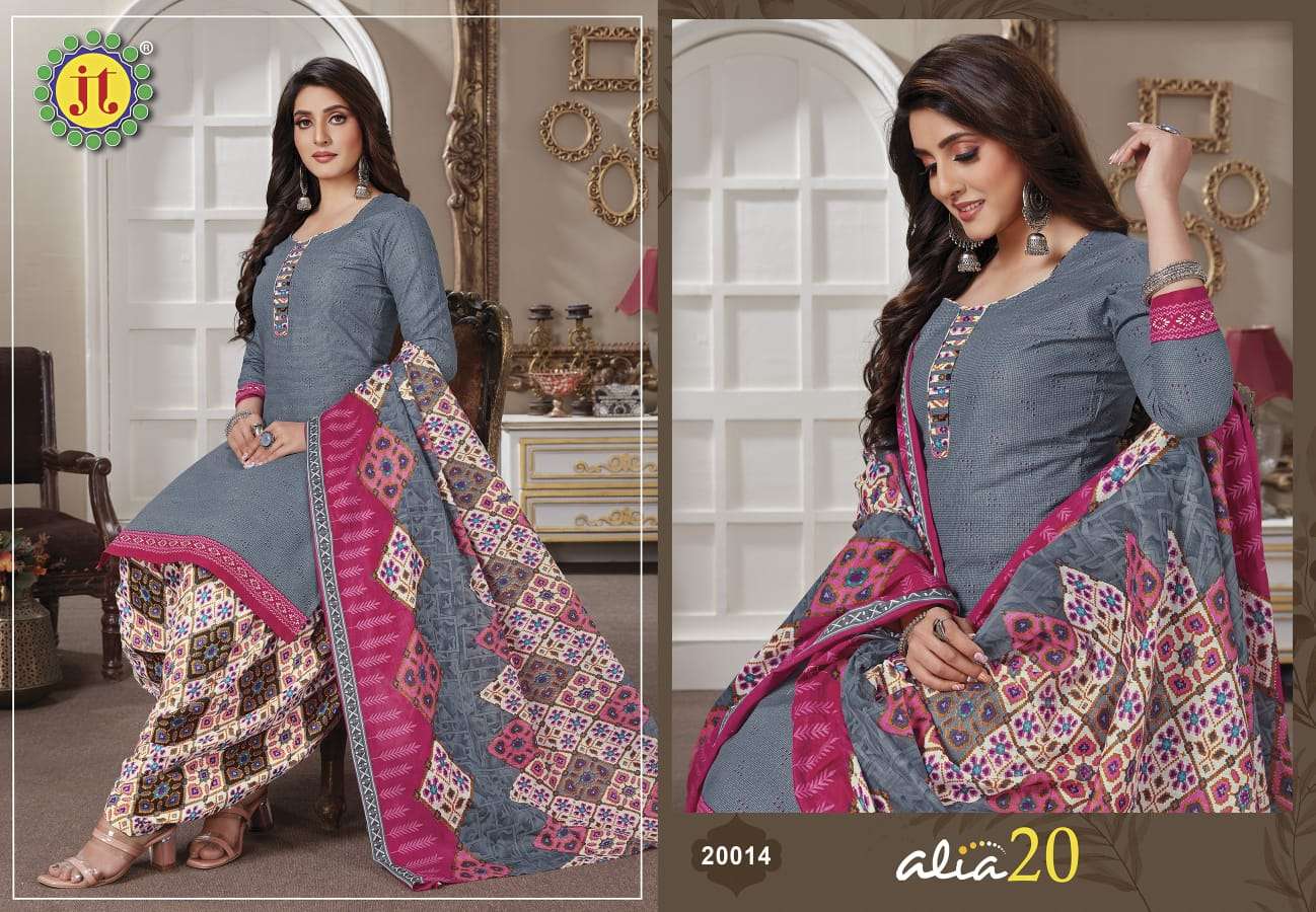 ALIA VOL-20 BY JT 20001 TO 20015 SERIES BEAUTIFUL STYLISH SUITS FANCY COLORFUL CASUAL WEAR & ETHNIC WEAR & READY TO WEAR COTTON PRINTED DRESSES AT WHOLESALE PRICE