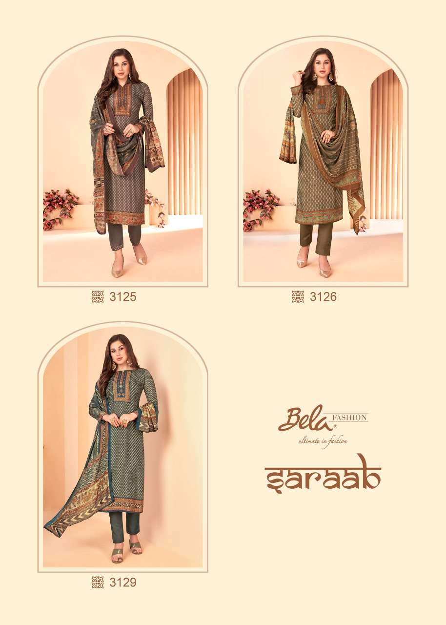 SARAAB BY BELA FASHION 3123 TO 3129 SERIES BEAUTIFUL SUITS COLORFUL STYLISH FANCY CASUAL WEAR & ETHNIC WEAR COTTON SILK DIGITAL PRINT DRESSES AT WHOLESALE PRICE