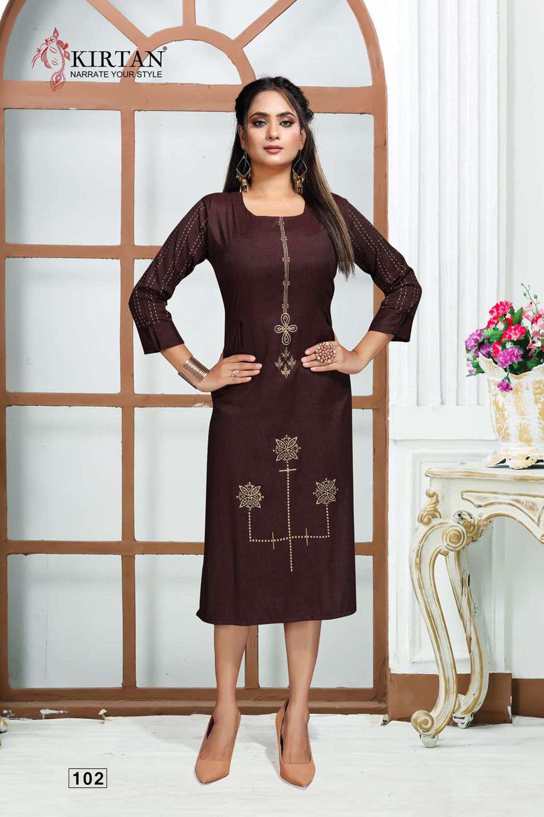 AANCHAL BY KIRTAN 101 TO 106 SERIES DESIGNER STYLISH FANCY COLORFUL BEAUTIFUL PARTY WEAR & ETHNIC WEAR COLLECTION RAYON EMBROIDERY KURTIS AT WHOLESALE PRICE