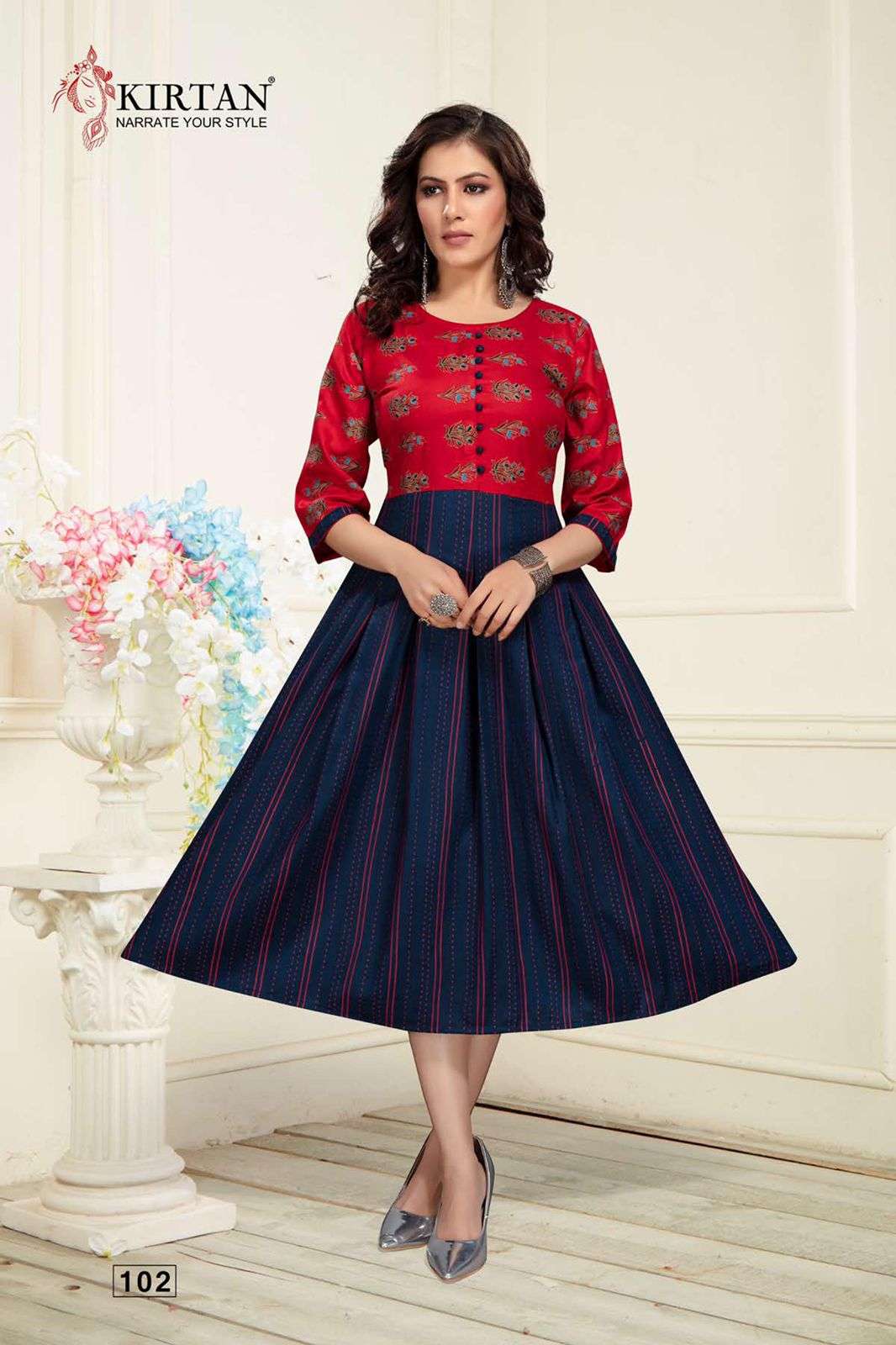 SAMEERA VOL-2 BY KIRTAN 101 TO 106 SERIES DESIGNER STYLISH FANCY COLORFUL BEAUTIFUL PARTY WEAR & ETHNIC WEAR COLLECTION RAYON PRINT KURTIS AT WHOLESALE PRICE