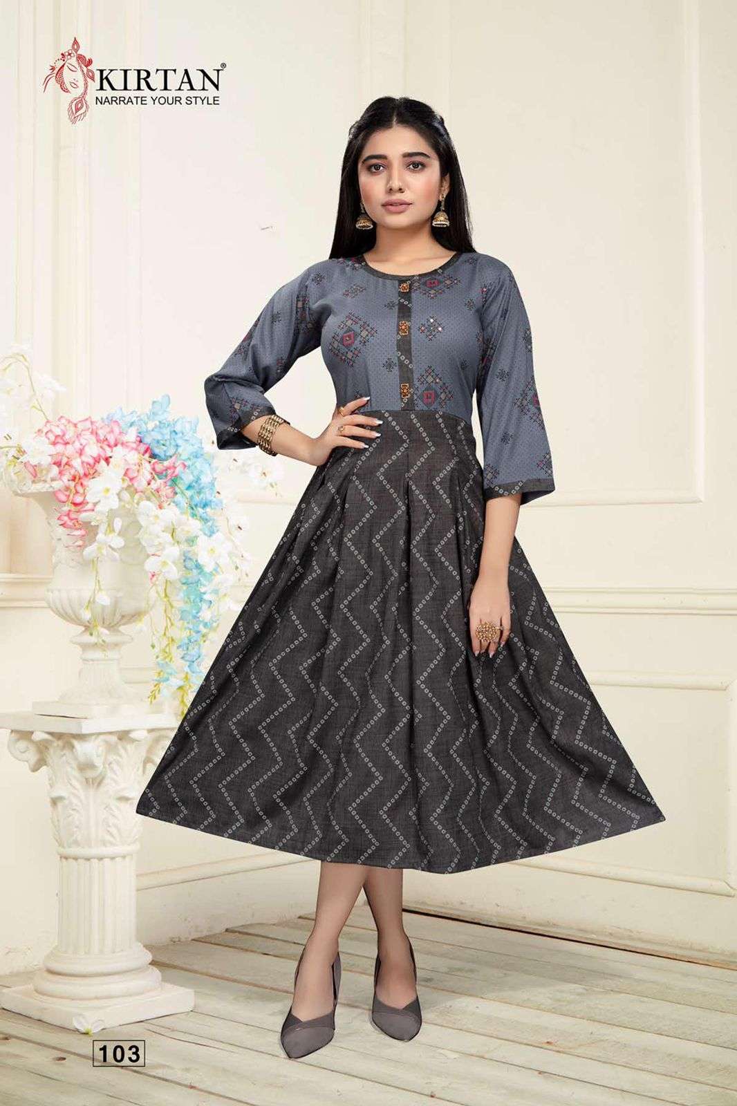 SAMEERA VOL-2 BY KIRTAN 101 TO 106 SERIES DESIGNER STYLISH FANCY COLORFUL BEAUTIFUL PARTY WEAR & ETHNIC WEAR COLLECTION RAYON PRINT KURTIS AT WHOLESALE PRICE