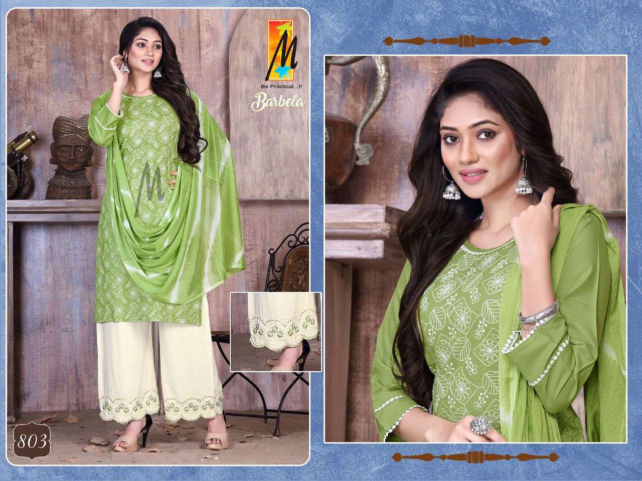 BARBELA BY MASTER 801 TO 808 SERIES BEAUTIFUL SUITS COLORFUL STYLISH FANCY CASUAL WEAR & ETHNIC WEAR RAYON WITH WORK DRESSES AT WHOLESALE PRICE