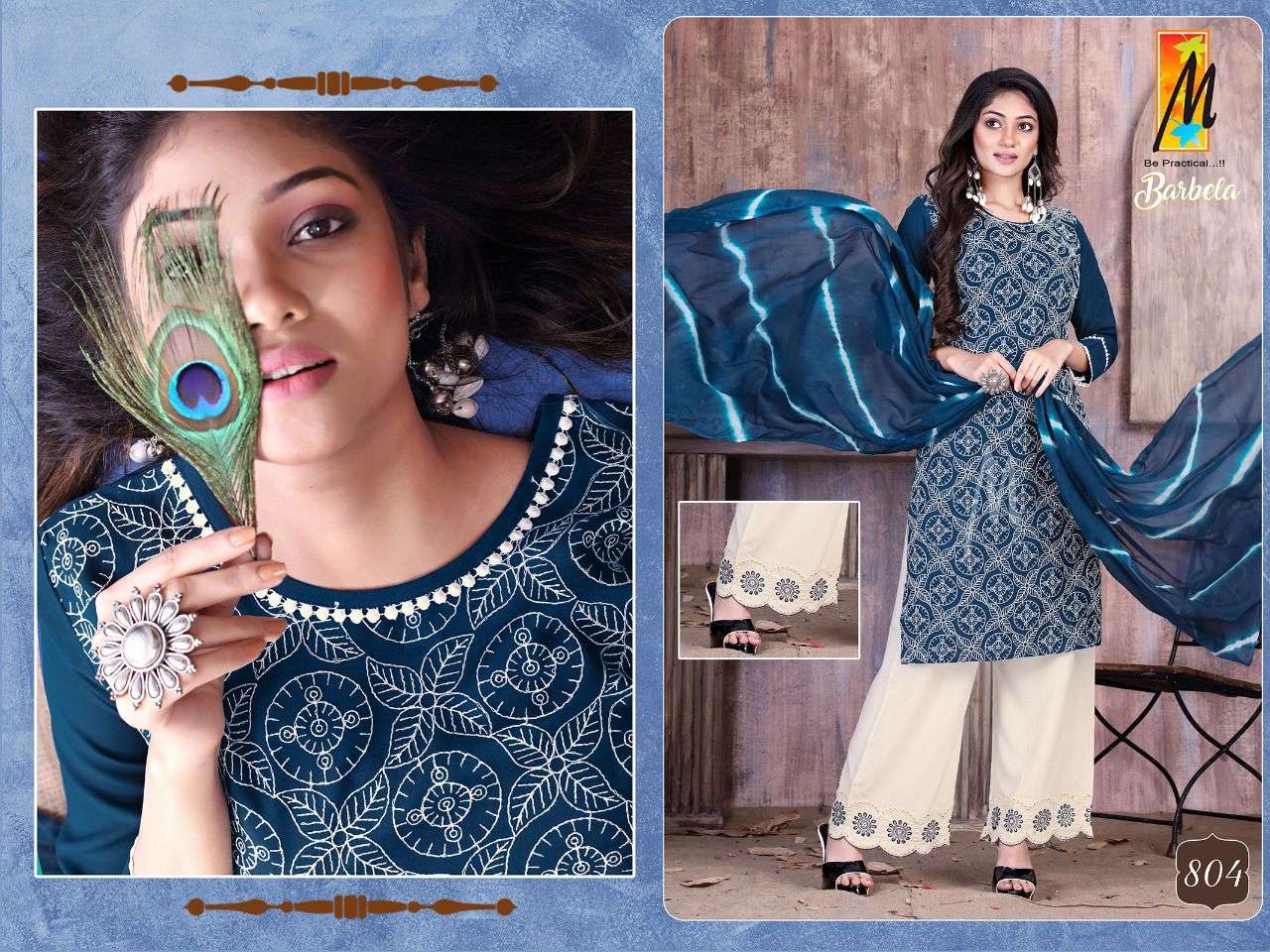 BARBELA BY MASTER 801 TO 808 SERIES BEAUTIFUL SUITS COLORFUL STYLISH FANCY CASUAL WEAR & ETHNIC WEAR RAYON WITH WORK DRESSES AT WHOLESALE PRICE