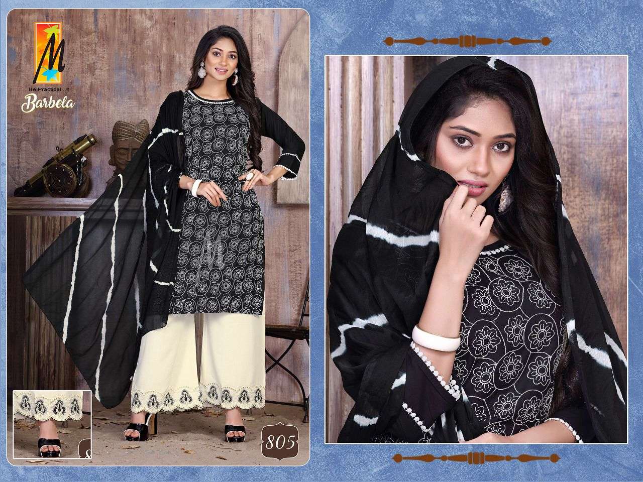 BARBELA BY MASTER 801 TO 808 SERIES BEAUTIFUL SUITS COLORFUL STYLISH FANCY CASUAL WEAR & ETHNIC WEAR RAYON WITH WORK DRESSES AT WHOLESALE PRICE