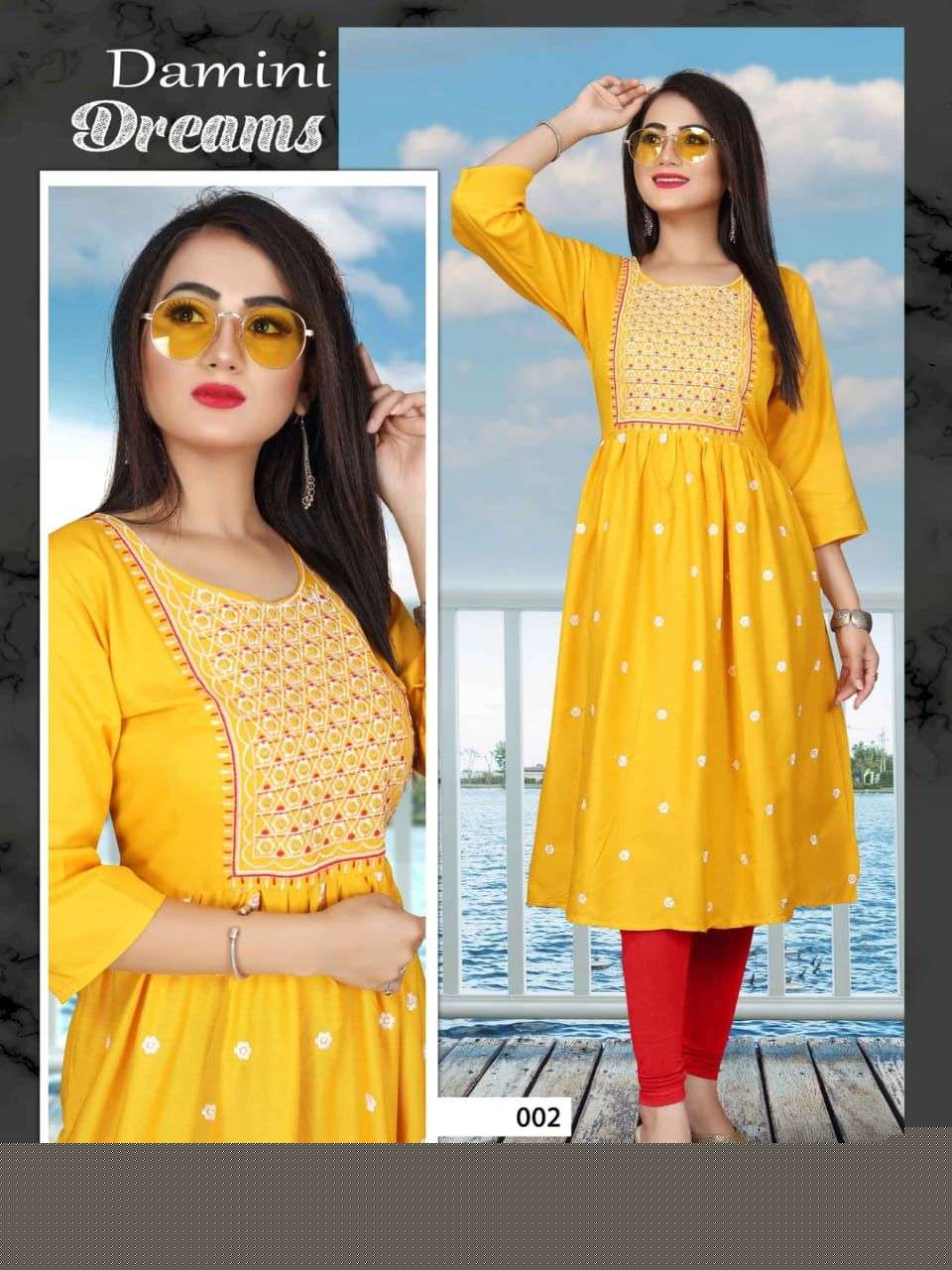 DAMINI BY AAGYA 001 TO 010 SERIES DESIGNER STYLISH FANCY COLORFUL BEAUTIFUL PARTY WEAR & ETHNIC WEAR COLLECTION RAYON EMBROIDERY KURTIS AT WHOLESALE PRICE