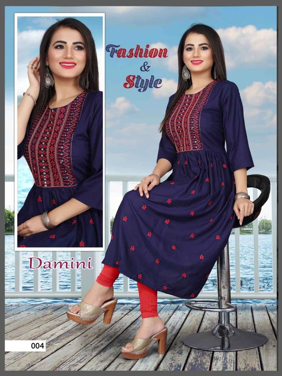 DAMINI BY AAGYA 001 TO 010 SERIES DESIGNER STYLISH FANCY COLORFUL BEAUTIFUL PARTY WEAR & ETHNIC WEAR COLLECTION RAYON EMBROIDERY KURTIS AT WHOLESALE PRICE
