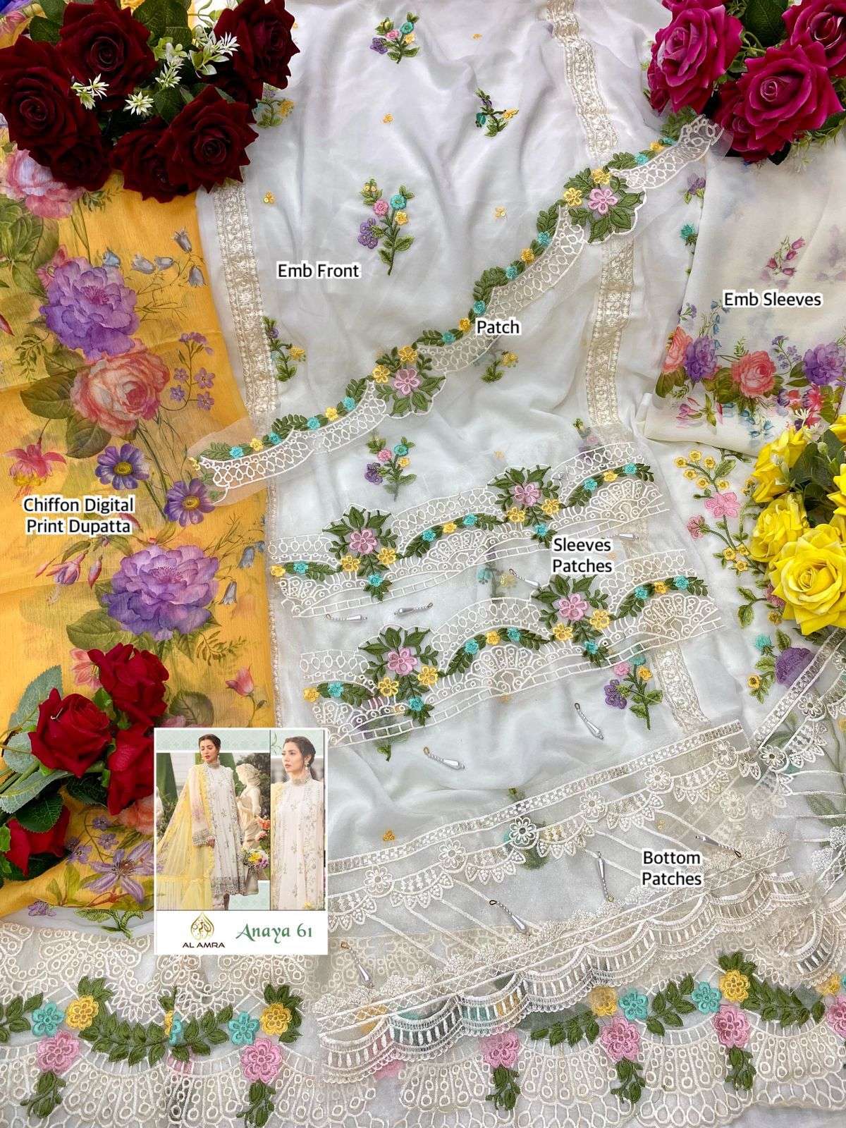 Anaya 61 By Al Amra Pakistani Suits Beautiful Fancy Colorful Stylish Party Wear & Occasional Wear Georgette Embroidery Dresses At Wholesale Price