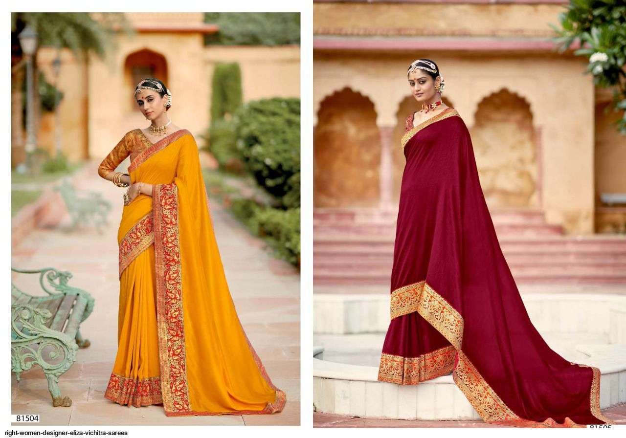 ELIZA BY RIGHT WOMEN 81501 TO 81508 SERIES INDIAN TRADITIONAL WEAR COLLECTION BEAUTIFUL STYLISH FANCY COLORFUL PARTY WEAR & OCCASIONAL WEAR VICHITRA SAREES AT WHOLESALE PRICE