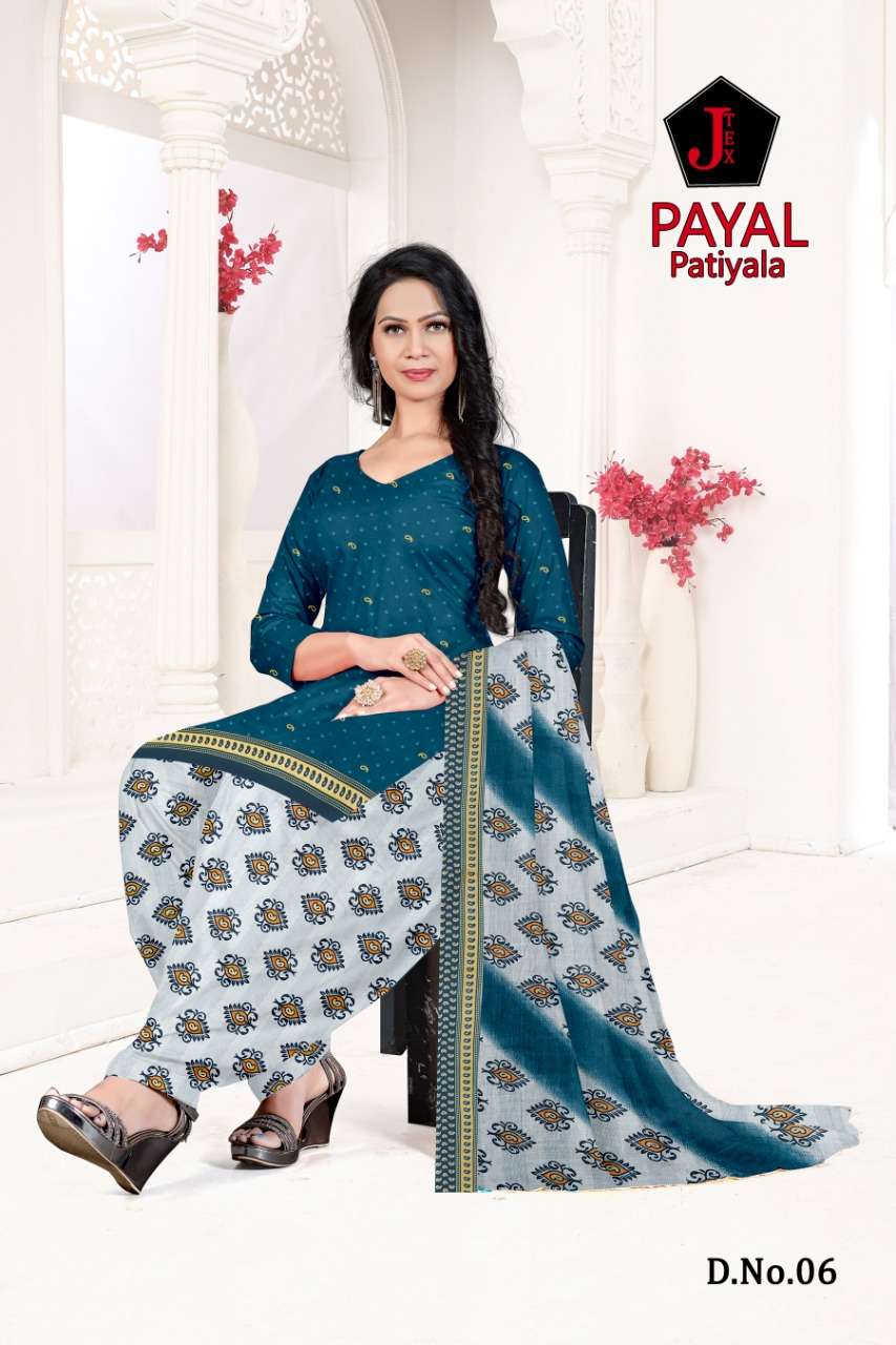 PAYAL PATIYALA BY JT 01 TO 12 SERIES BEAUTIFUL SUITS COLORFUL STYLISH FANCY CASUAL WEAR & ETHNIC WEAR SOFT COTTON DRESSES AT WHOLESALE PRICE