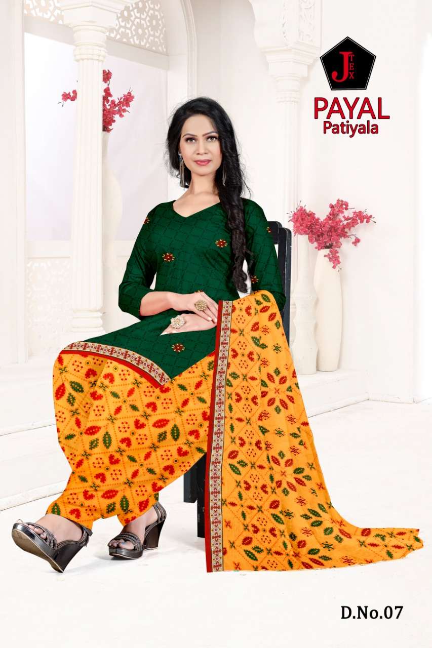 PAYAL PATIYALA BY JT 01 TO 12 SERIES BEAUTIFUL SUITS COLORFUL STYLISH FANCY CASUAL WEAR & ETHNIC WEAR SOFT COTTON DRESSES AT WHOLESALE PRICE