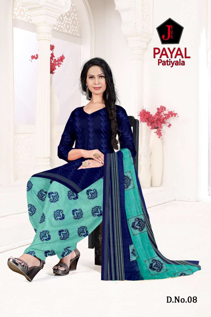 PAYAL PATIYALA BY JT 01 TO 12 SERIES BEAUTIFUL SUITS COLORFUL STYLISH FANCY CASUAL WEAR & ETHNIC WEAR SOFT COTTON DRESSES AT WHOLESALE PRICE