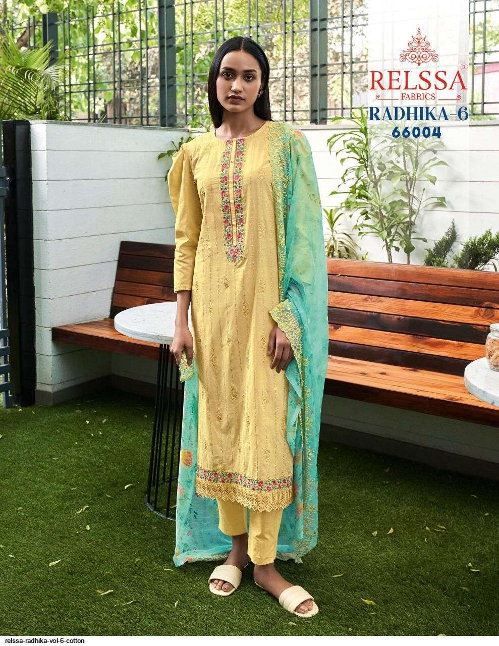 RADHIKA VOL-6 BY RELSSA FABRICS 66001 TO 66006 SERIES BEAUTIFUL SUITS COLORFUL STYLISH FANCY CASUAL WEAR & ETHNIC WEAR PURE COTTON EMBROIDERED DRESSES AT WHOLESALE PRICE