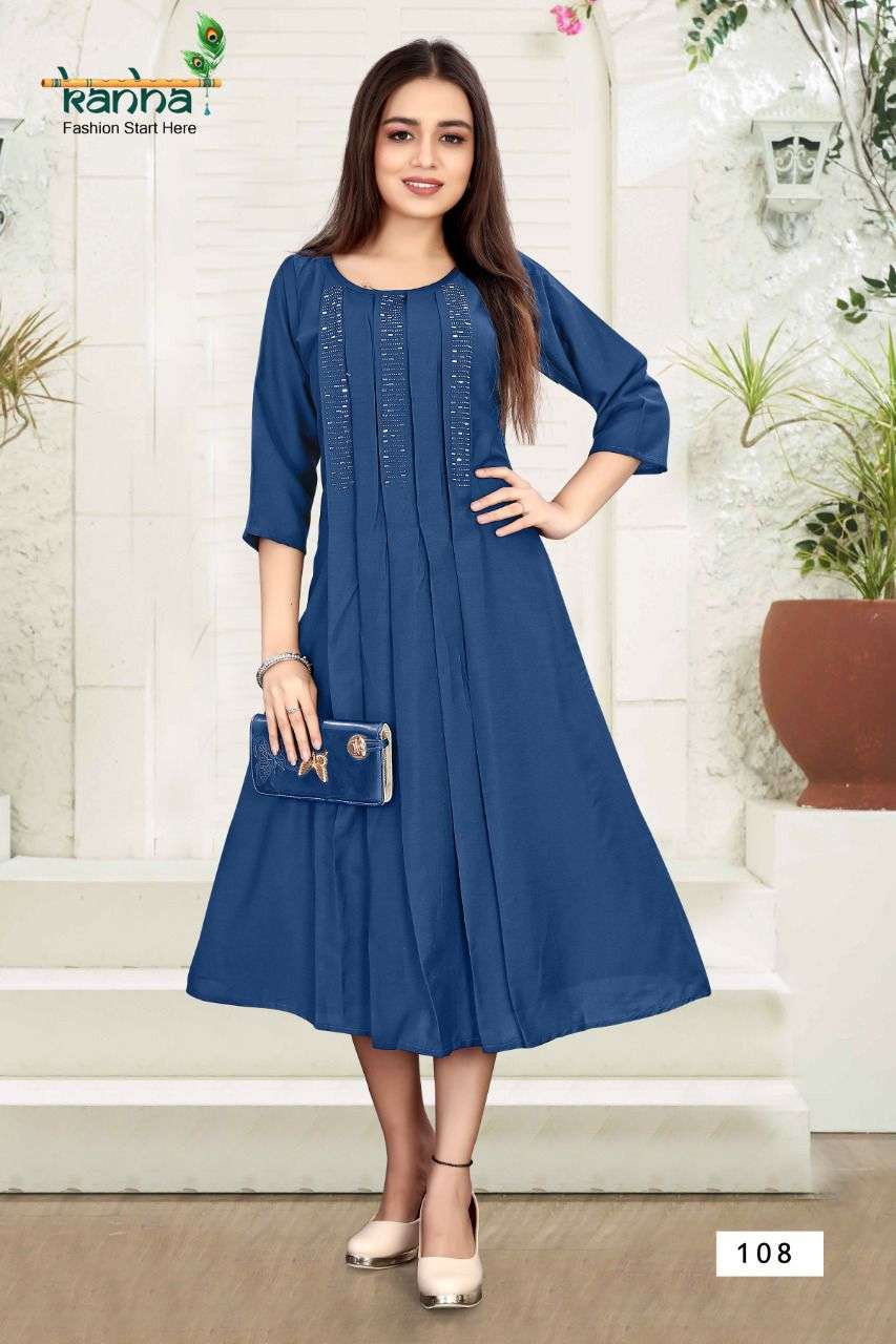 KALYANI BY KANHA 101 TO 108 SERIES DESIGNER STYLISH FANCY COLORFUL BEAUTIFUL PARTY WEAR & ETHNIC WEAR COLLECTION CHINNON KURTIS AT WHOLESALE PRICE